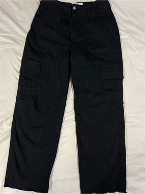 Hollister Women Medium Black Ultra High Rise Ankle Straight Utility Cargo Pants